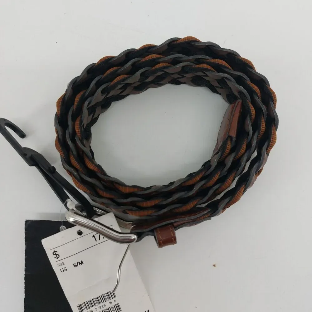 H&M Womens Small Medium Braided Woven Faux Leather Ribbon Italy